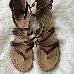 Blowfish Tan and Brown Strappy Sandals